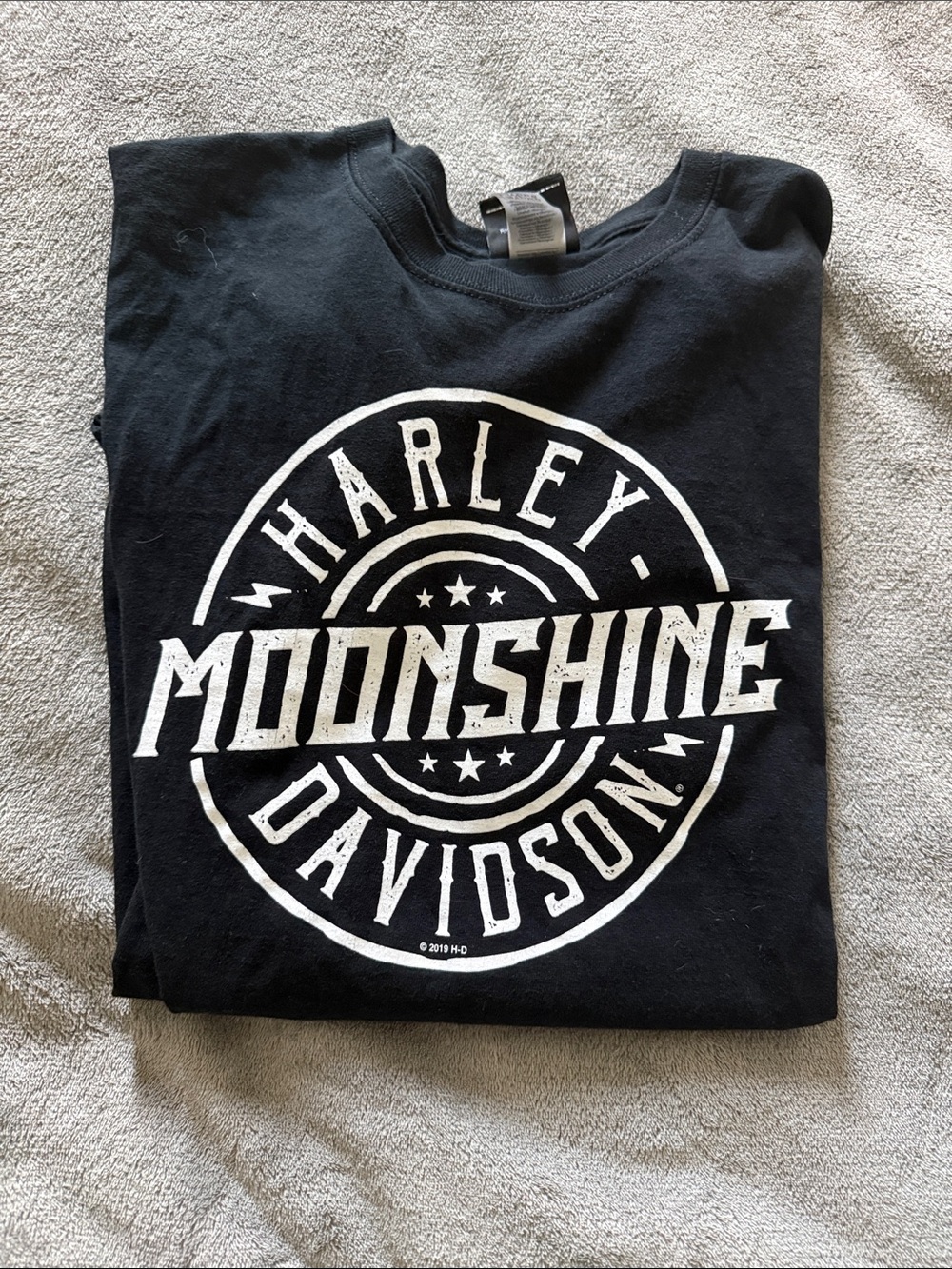 Harley-Davidson Black T-Shirt with White Moonshine Logo